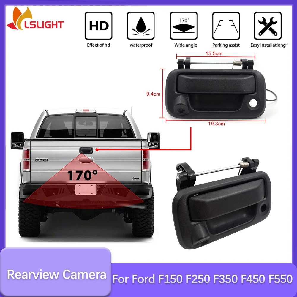170° Car Camera For Ford F150 F250 F350 F450 F550 Pickup Truck Rearview Tailgate Handle Reversing Camera Electronics Accessories