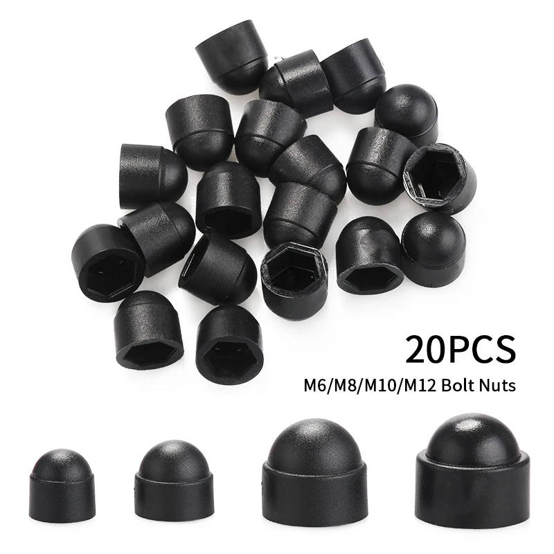 20Pcs M6 M8 M10 M12 Bolt Nut Dome Protection Caps Covers Exposed Hexagon Plastic  Screw Ring Fasteners