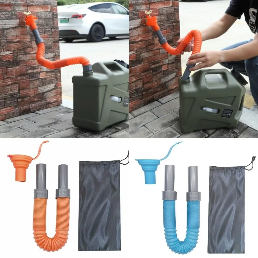 Expandable Outdoor Drinking Water Pipe with Carry Bag Telescopic Water Fill Hose Portable Silicone Camping Bucket Diversion Pipe