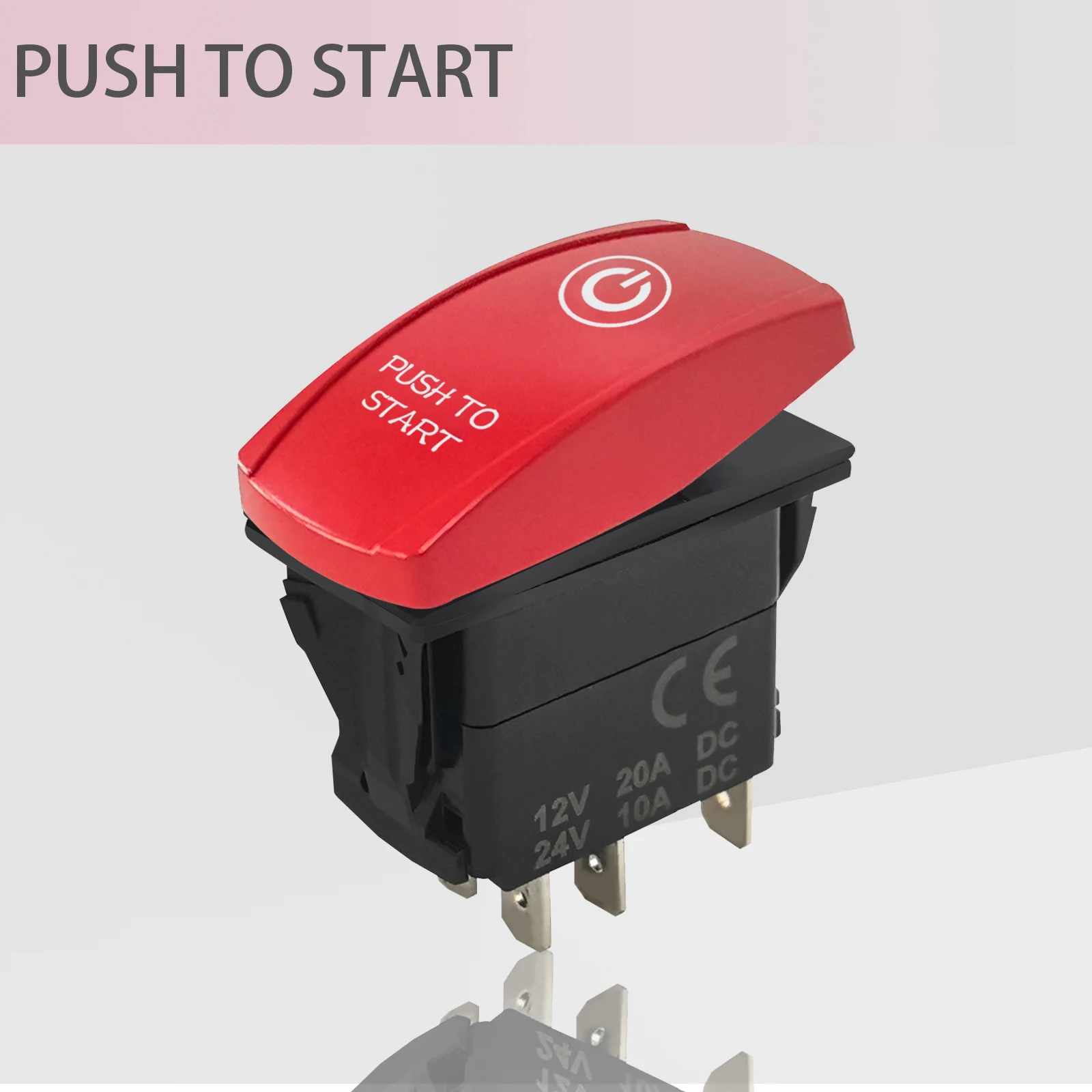 12 فولت 20A ادفع لبدء زر مؤقت أبيض Led الروك التبديل (ON)-OFF تبديل التبديل لسيارة شاحنة قارب ATV UTV دراجة نارية RZR #1