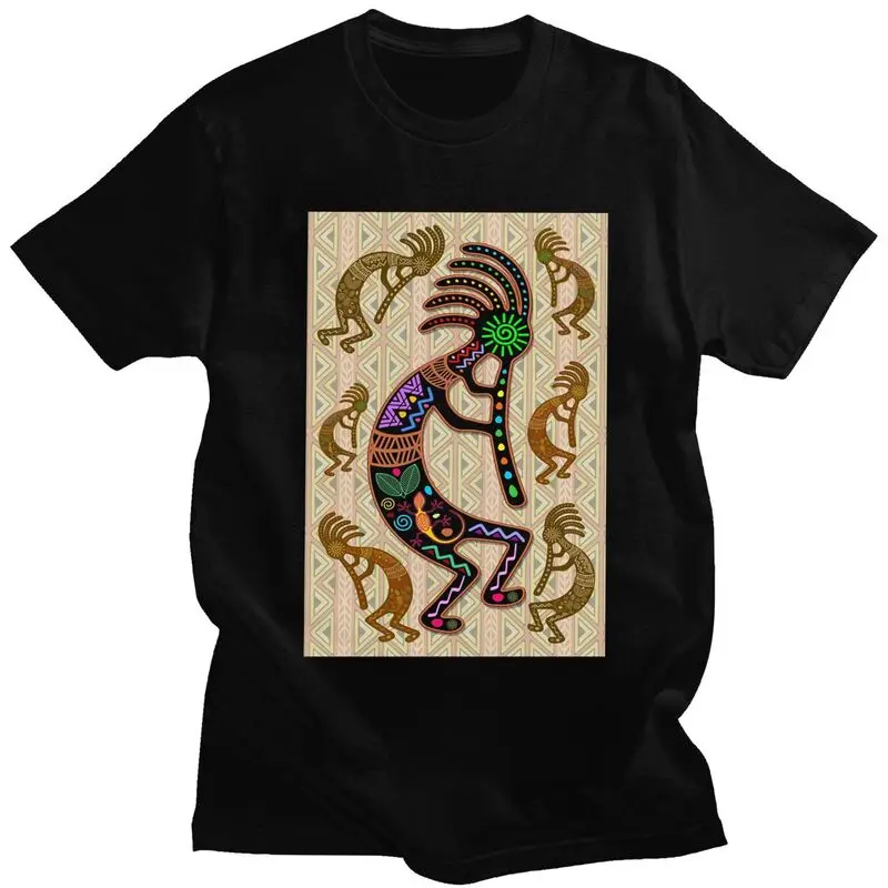 Custom Southwest Tribal Native American Kokopelli T Shirts Men Pure Cotton Tee Tops Tshirts Short Sleeve T-shirt