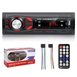 HIVOZ Autoradio Audio 1 Din Bluetooth Stereo Chiamate in vivavoce Lettore MP3 Ricevitore FM con scheda AUX/USB/TF nel kit Dash