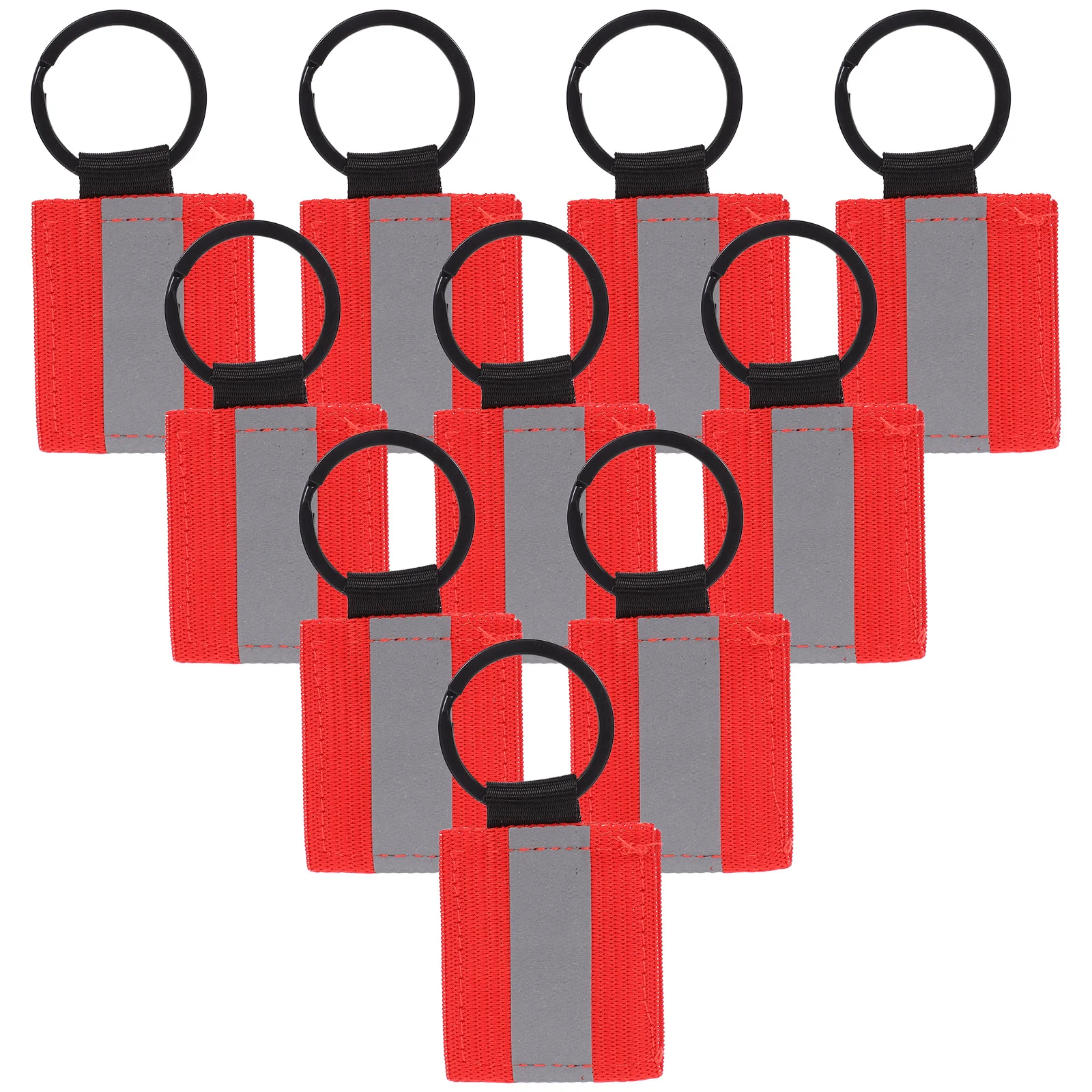 10 قطعة ملصقات سلسلة مفاتيح عاكسة مزدوجة الجوانب معدات السلامة حقيبة ظهر عاكسة علامات المعلقات المعلقة خفيفة الوزن ليلاً