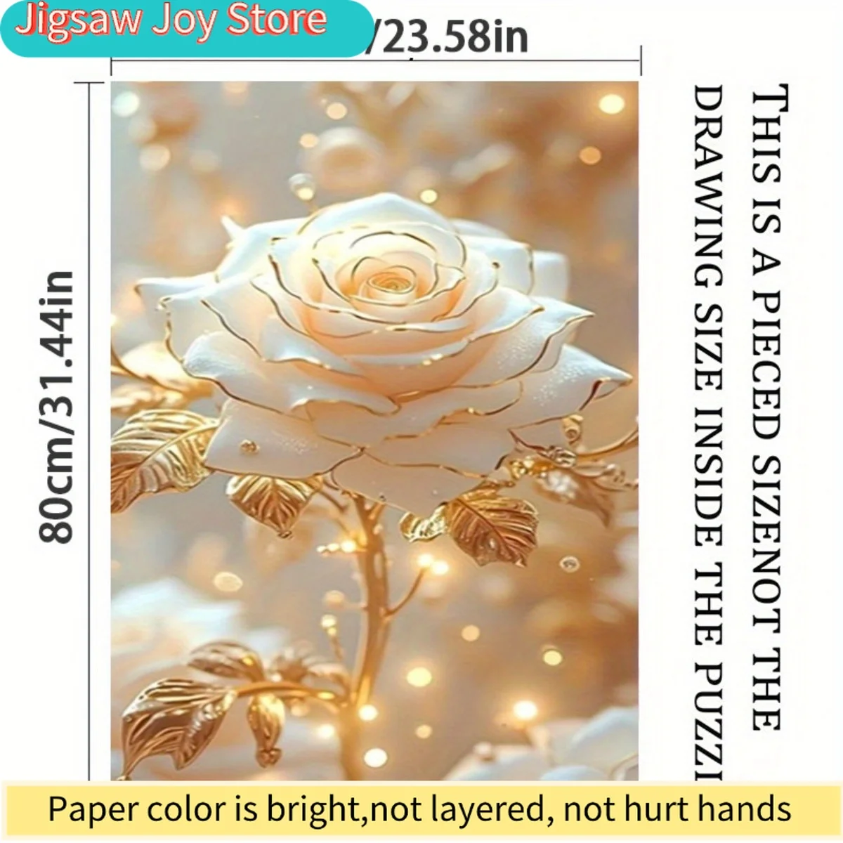 

High quality jigsaw puzzleElegant 60cm80cm 1200pcs Puzzle for Living Room Decor, Durable Metal Frame with Golden Rose Design,