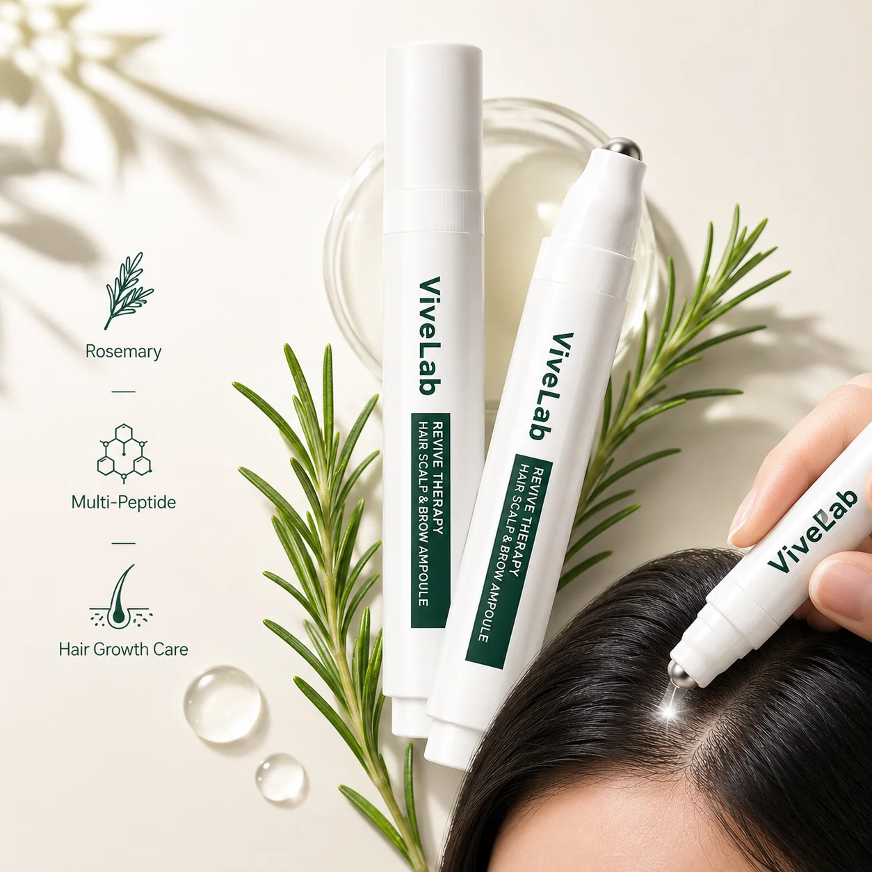 ViveLab 1/2/3/5 Pcs Hair Growth Ampoule Serum Rich In Rosemary & Multi-Peptide Strengthen Roots Anti-loss Daily Haircare Essence