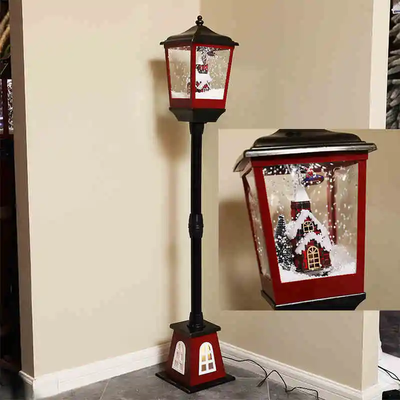 Christmas Decorations Drifting Snow LDE Street Lamp Christmas Tree Santa Claus Doll Decoration Music Light 160CM 110-220V