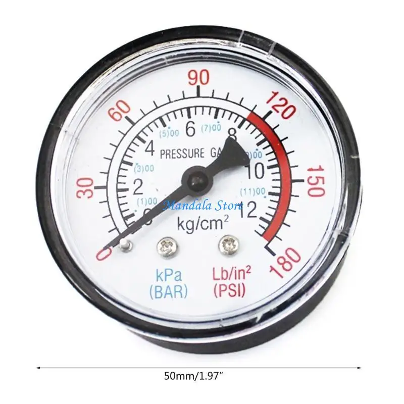 U2JC Air Compressor Gauge All Purpose Pressure Gauge Iron/Plastic for Case Dual Scale Gauge Horizontal/Vertical Installation