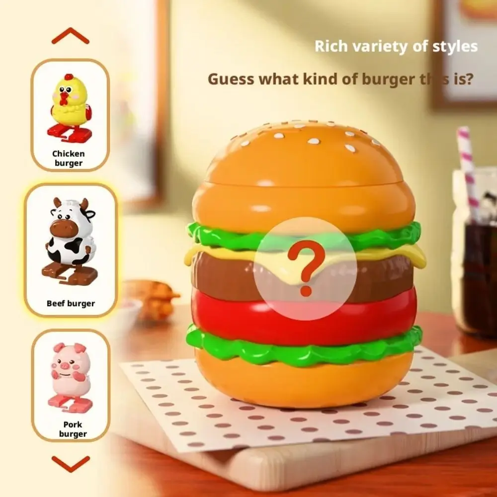Cute Animal Style Burger Animal Toy Interactive Stress Relief Wind-Up Animal Toy Burger Shape Jumping Egg Toy Interactive Play