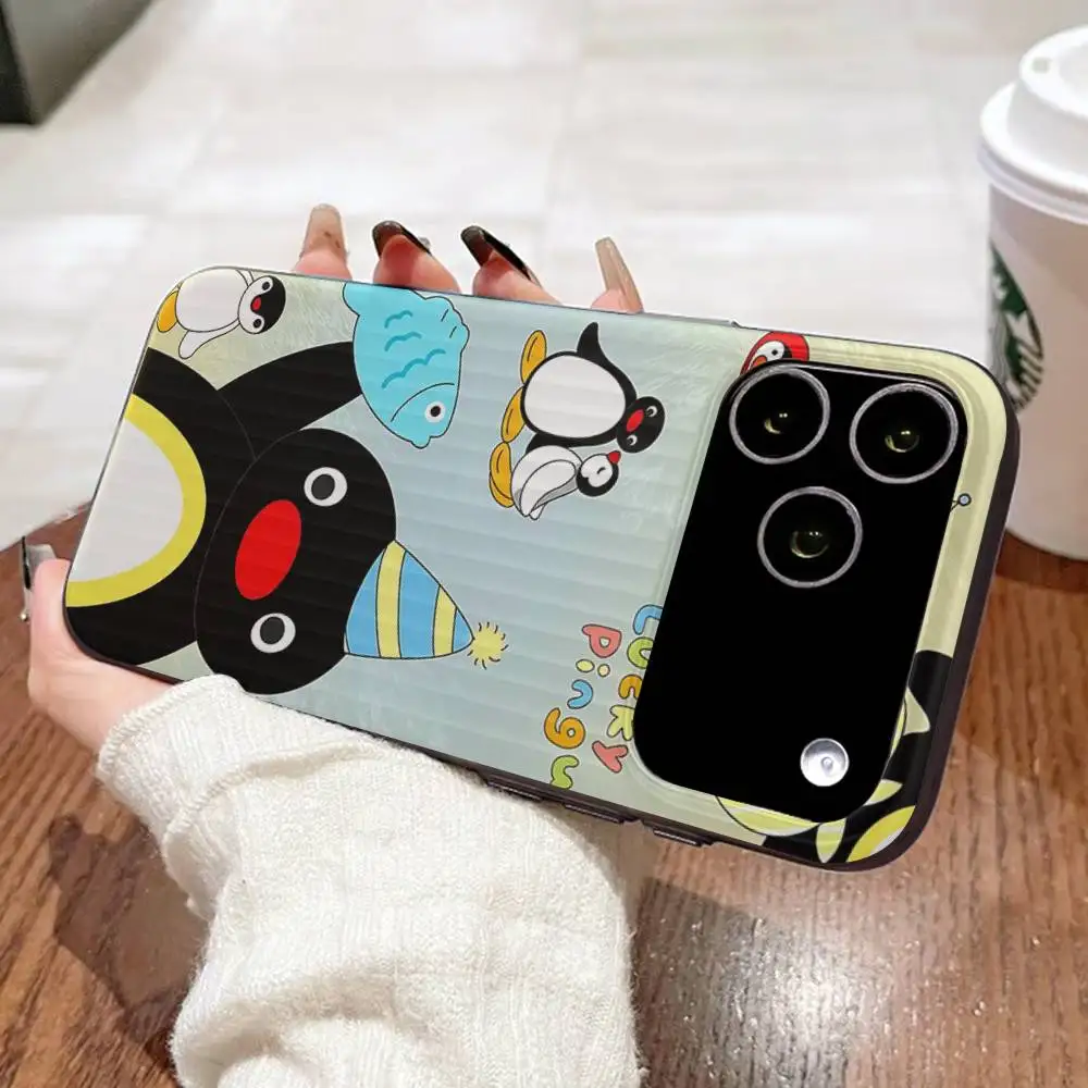 Grappige Cartoon P-Pingu Voor IPhone 16 15 14 13 12 11 17 Pro Max Plus Wave Gegolfd telefoon Case Anti Drop Cover