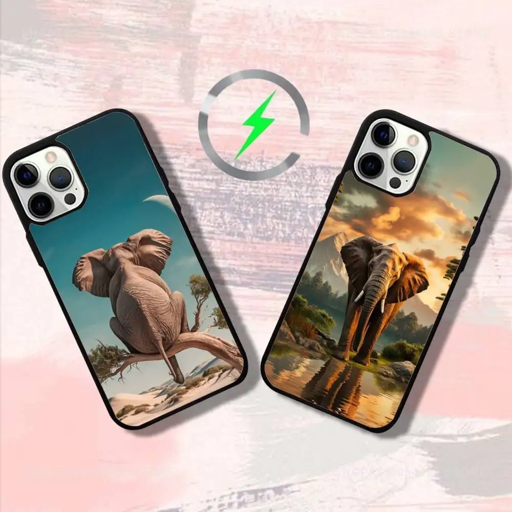 

Cute Elephants Phone Case For iPhone 17,16,15,14,13,12,11,Pro,Max,Plus,Mini,SE4,E Magnetic Magsafe Wireless Charging