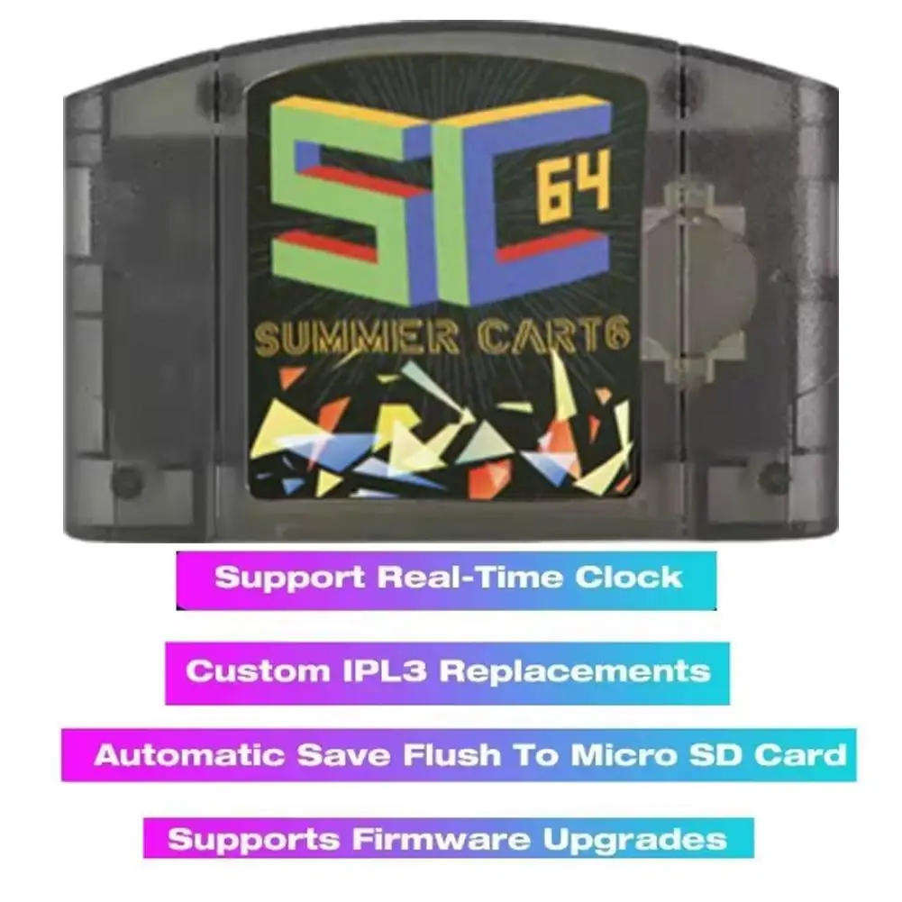 

SC64 Flash Cart Transparent Black D 32G 1000+ Games For SummerCart64 N64 Game Card Flash Cartridge Accessory