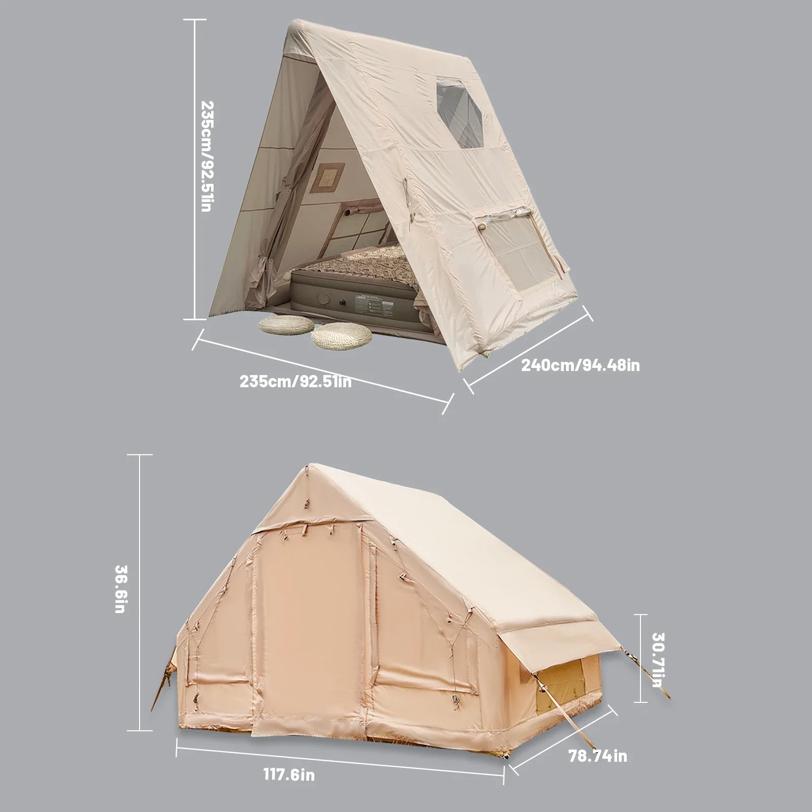 لـ Dreieckiges aufblasbares Campingzelt، بسيط آينهريتين، 4 سنوات، 2 شخصين، حفلة، Winddicht، في الهواء الطلق
