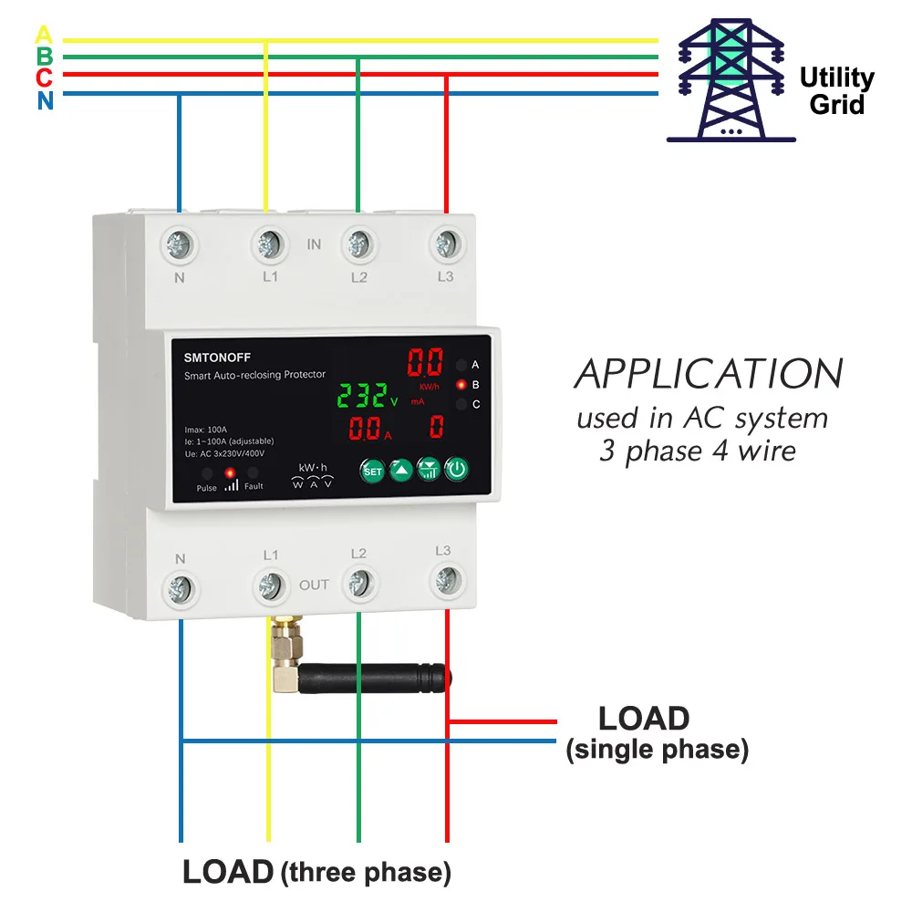 Tuya WiFi Drei Phase 4P 100A Auto-Wiedereinschaltung Über Unter Spannung Schutz Prepaid Meter Timer Schalter Stimme fernbedienung – Detail 22