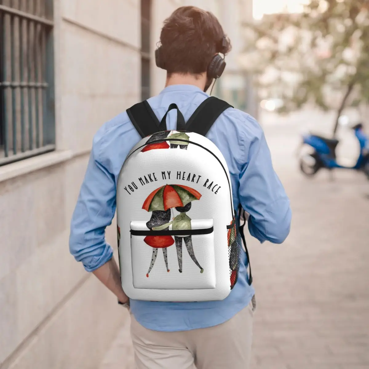 You Make My Heart Race- Pibubear Student Backpack School Bag Hiking Travel Daypack for Boys Girls Bookbag Shoulder Bags