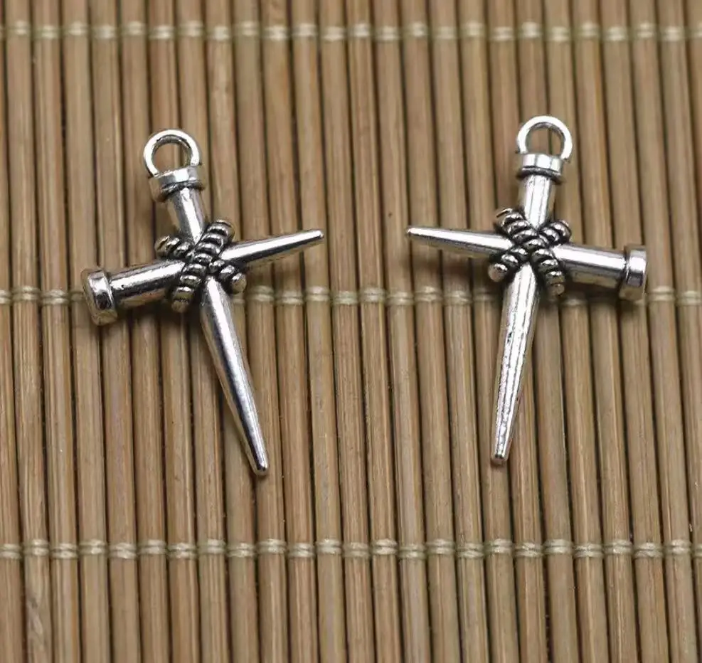 25pcs    24*16mm    Alloy matel tibetan silver  2sided  pendants   HWEF3535