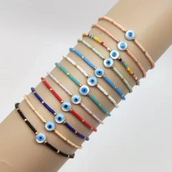 KKBEAD Dainty Beaded Evil Eye Bracelet Miyuki Delica Beads String Bracelets for Women Chic Simple Pulseiras Boho Jewellery