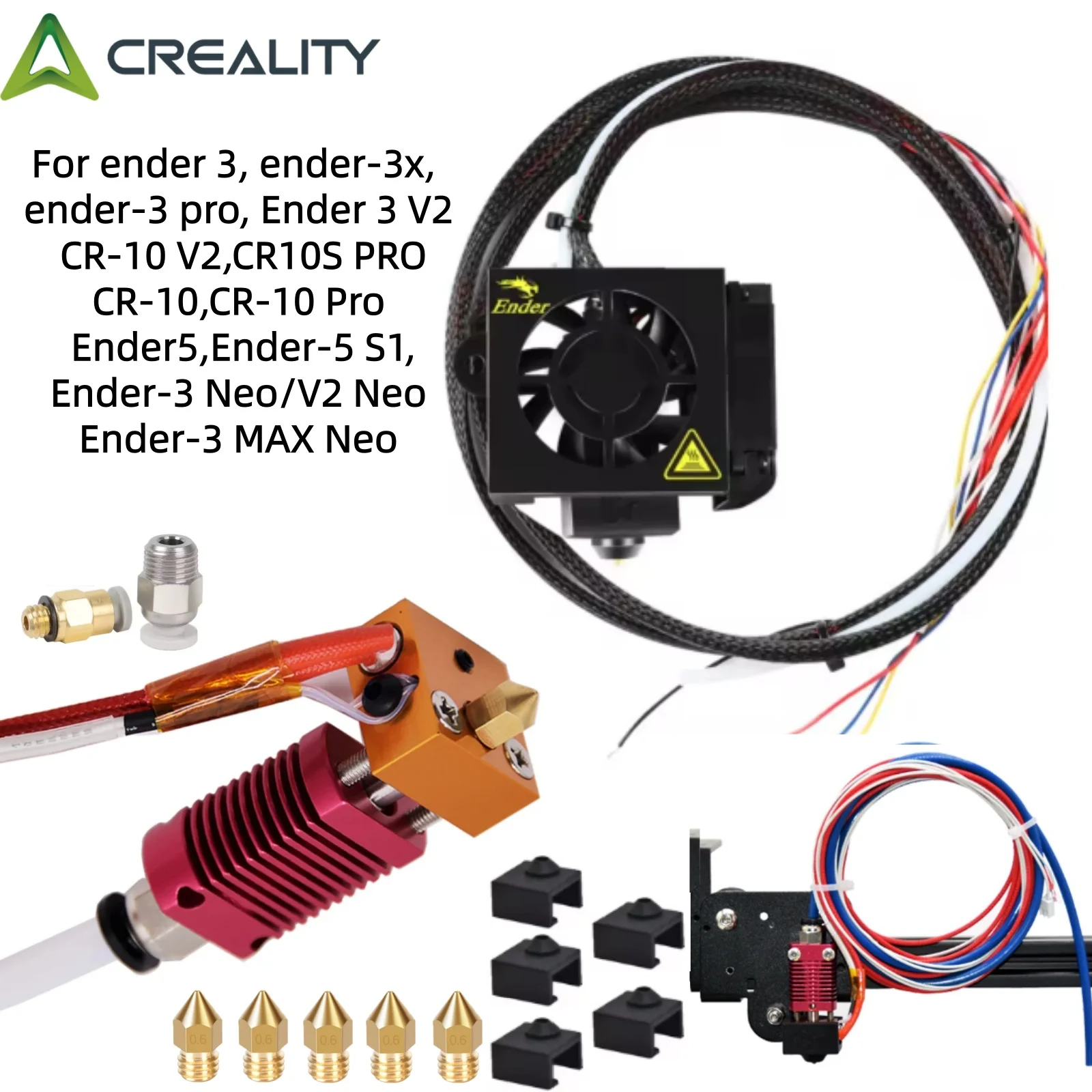 Creality Original Ender 3 Full Assembled Hotend Set, Full Assembled Hotend with Metal Shell for Ender 3 / Ender 3S / Ender 3 Pro