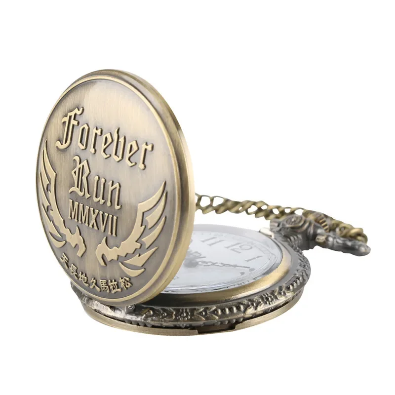 Vintage Pocket Watch for Men Women Arabic Numerals Quartz Analog Watches with Chain Marathon Design Collectable Timepiece Reloj