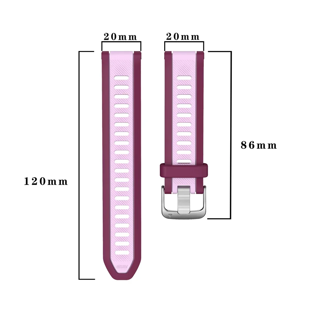 20mm Quick Release Silicone Strap For Garmin Forerunner 165 Music band For Garmin Vivoactive 3 5 Venu SQ 2 Bracelet Watchbands