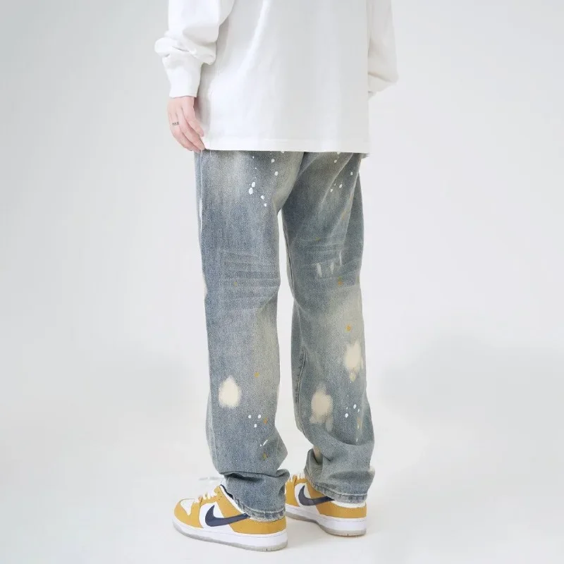 Straight ManคาวบอยกางเกงกางเกงY2k Vintage Xs Denimซ้อนRetroฤดูใบไม้ร่วงเสื้อผ้า2025แนวโน้มปกติกางเกงยีนส์หรูหราสําหรับชาย