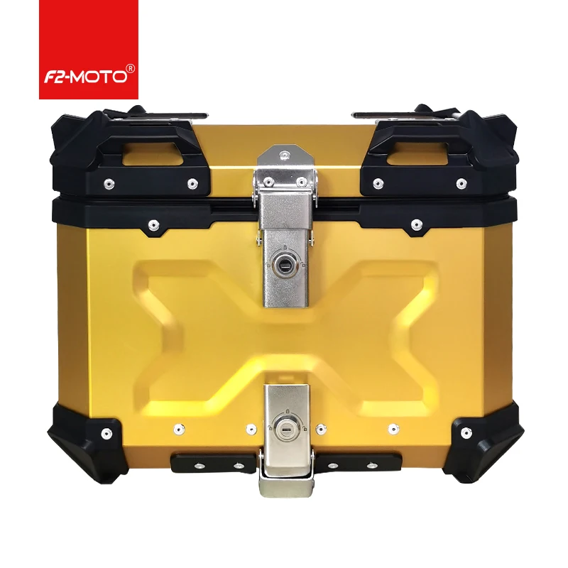 

Modification F2-MOTO 45L Gold Motorcycle Tail Box Wholesale Aluminum Alloy Custom Surface Sliver Packing Motorbike Top case Deli