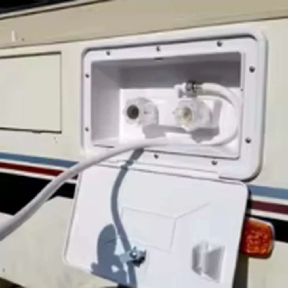 

Exterior RV Shower Box With Faucet Hose & Quick Connect Sprayer For Motorhome Boat Accessories-ABQF