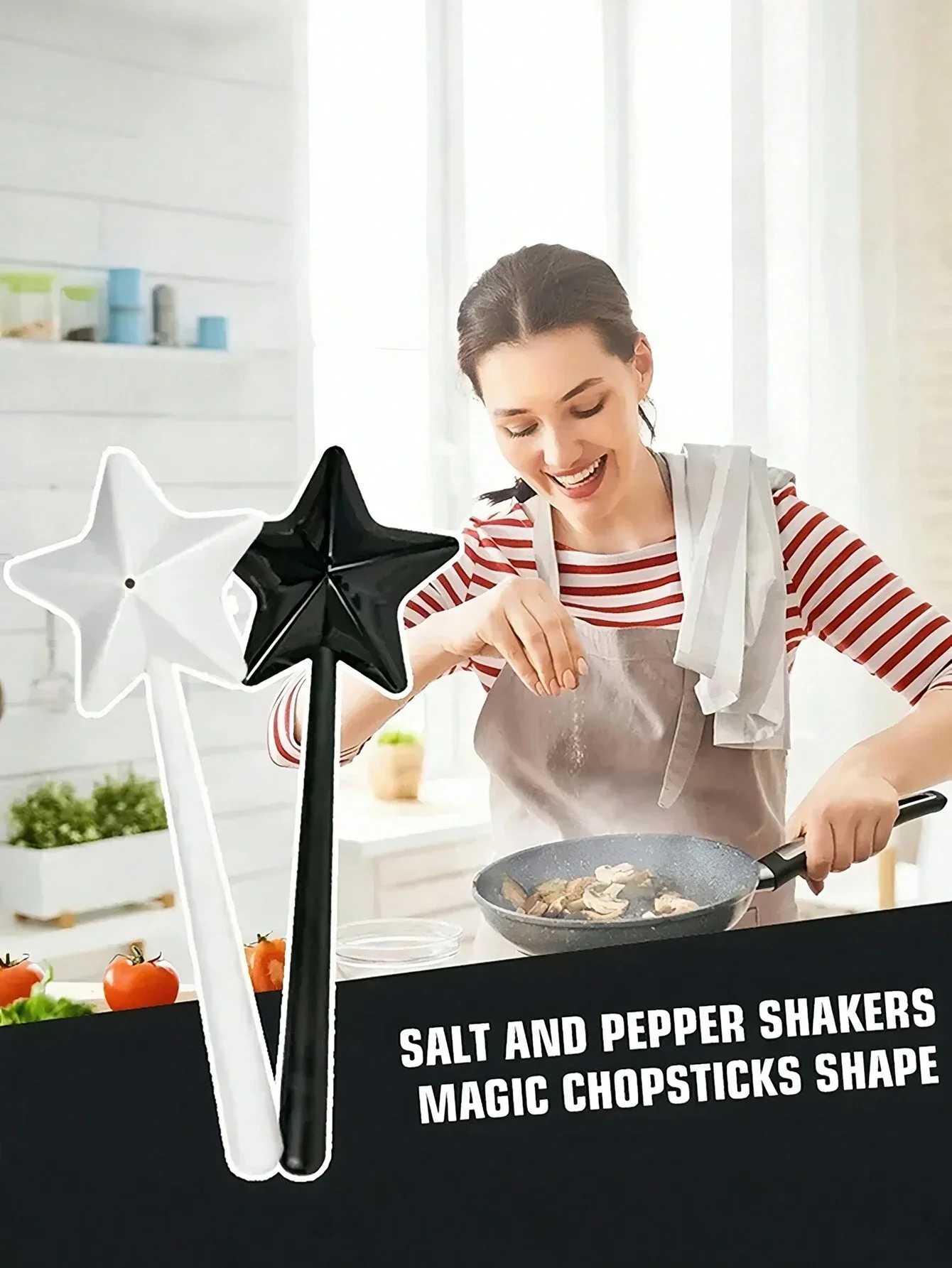 1개 컬러풀 매직 완드 소금통, 귀여운 테이블 장식, 파티 용품, 창의적인 오각형 모양, 양념통, 향신료 병