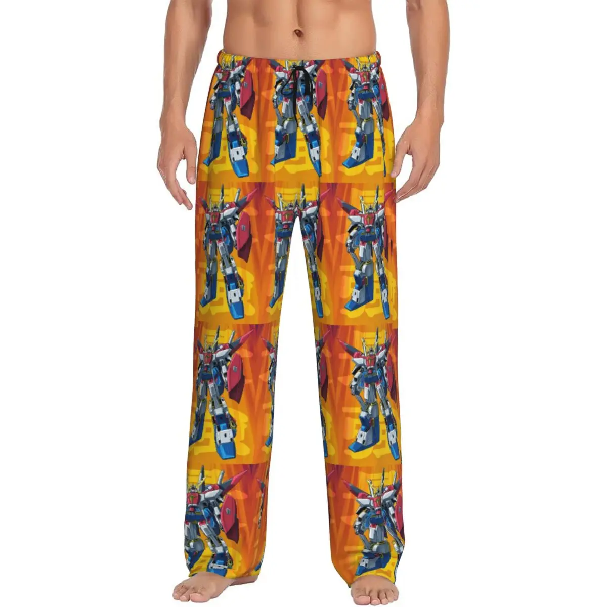 

Custom Gundames Mobiles Suit Comic Pajama Pants for Men Lounge Sleep Drawstring Sleepwear Bottoms with Pockets