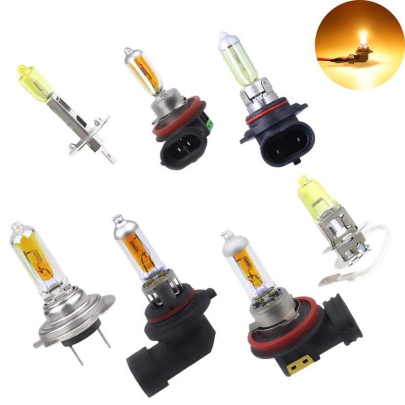 ADPOW H7 H8 H11 H15 100W 12V 6000K Fog Lights Halogen Bulb Car Golden Yellow Headlight Lamp Car Driving Light Car Styling