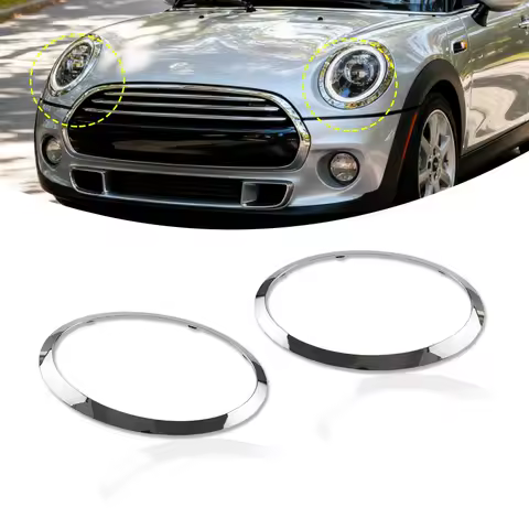 For Mini For Cooper F55 F56 F57 2014-2021 Gloss Black/Silver Plated Headlight Ring Bezel Trim Surround Cover 51137300631