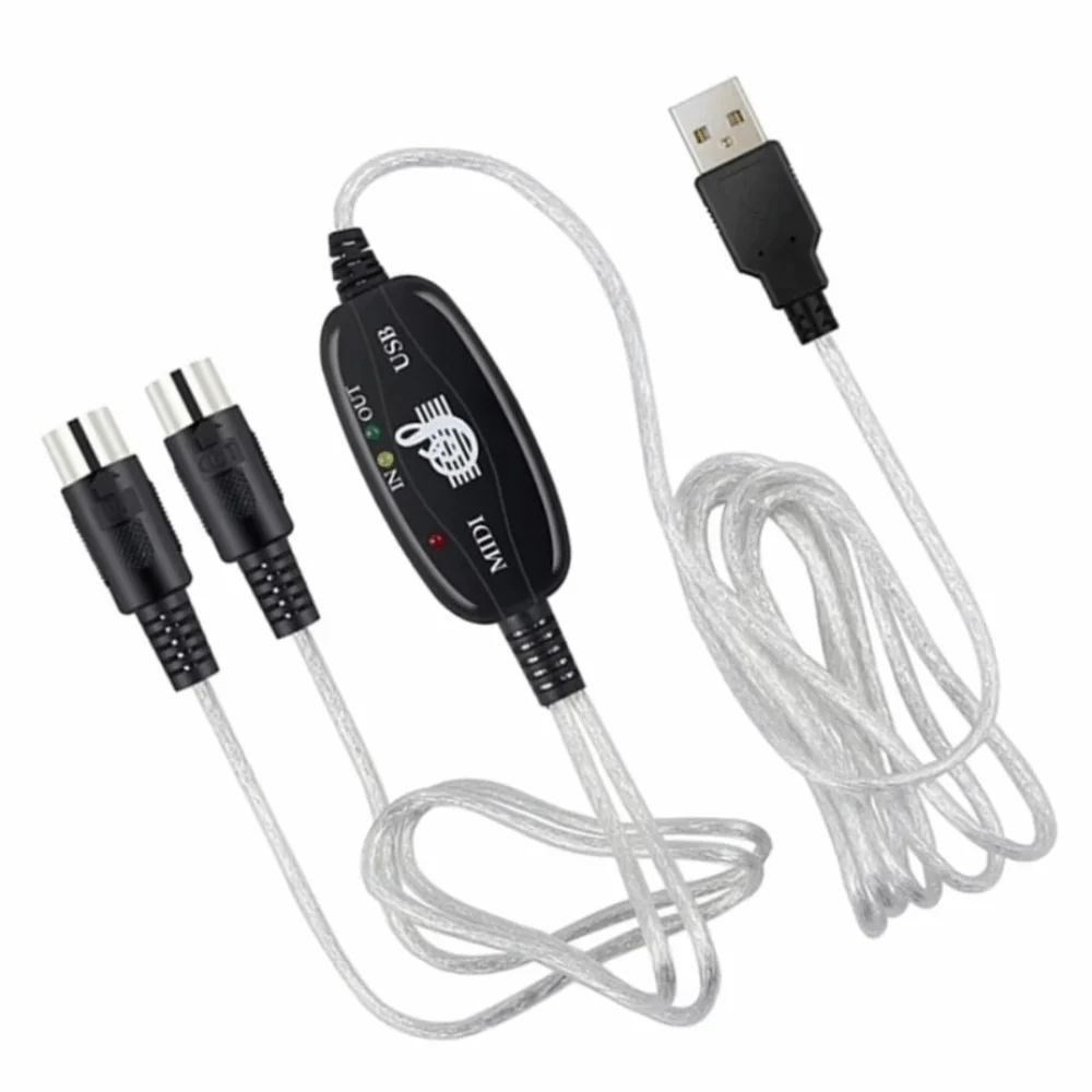 Convertidor MIDI a USB de 5 Pines, Convertidor de Teclado a PC, Cable de Interfaz MIDI, Accesorios para Instrumentos Portátiles, Cable Adaptador MIDI