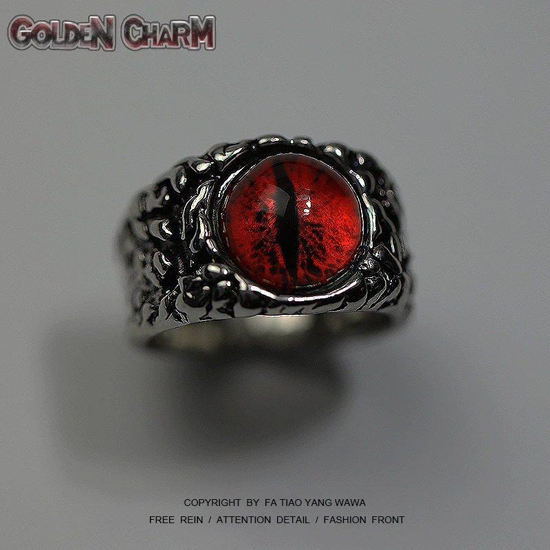 

Fashion Creative Evil Dragon Eye Rings For Personality Male Punk Motorcycle Colors Ring Jewelry Men's Bar Accessories