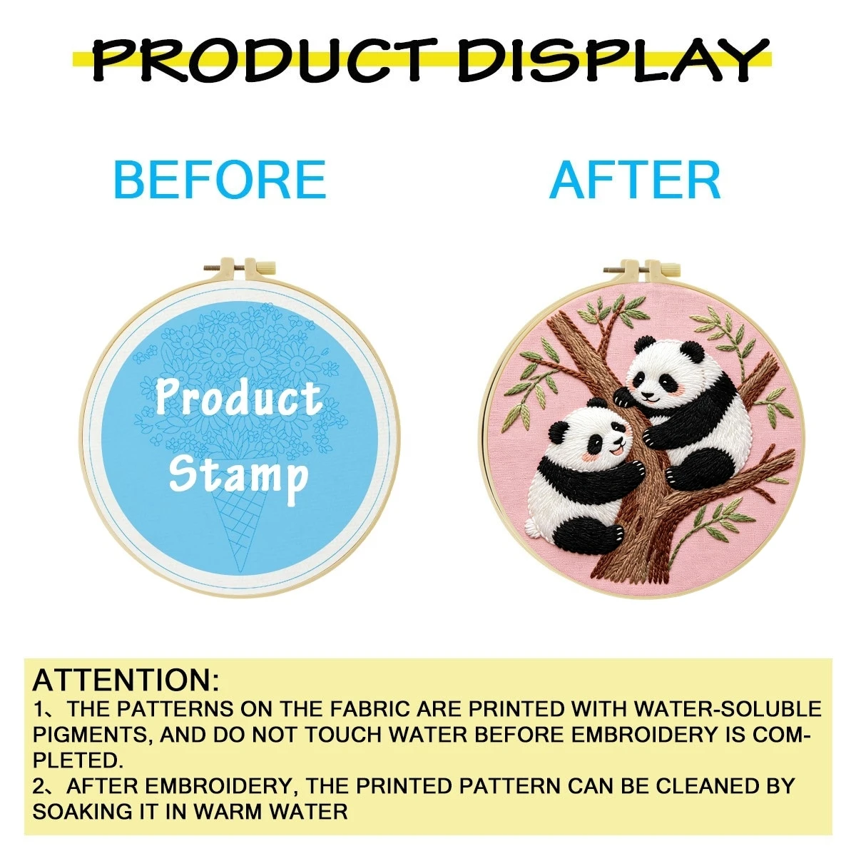 1 Set Baum-Pandas DIY-Stickerei-Set für Anfänger, Stick-Starter-Kit, Kreuzstich-Kunstgeschenk, Handarbeits-Bastelset – Detail 3