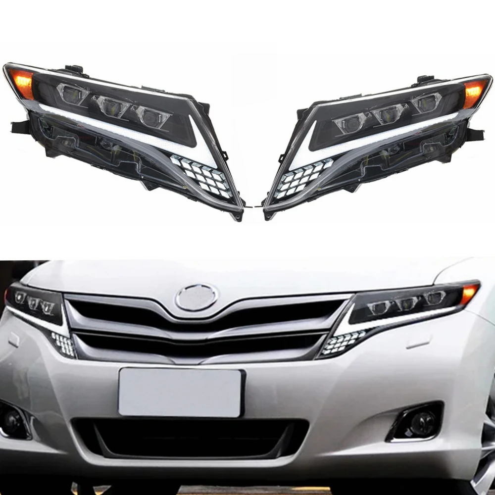 

ROLFES 2x Headlight Assembly For Toyota Venza 2009-2013 LED DRL Sequential Turn Signal Light Lamp Low High Beam Lens