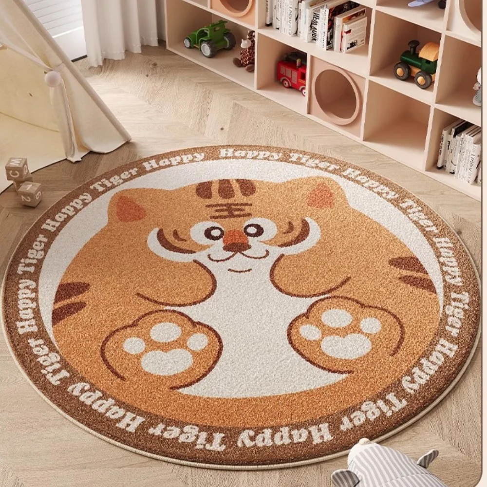 Hairy Nursery Play Mats For Children，Soft Foot Mats，Round Plush Bedroom Rugs For Kids，Cartoon Fluffy Carpet For Living Room