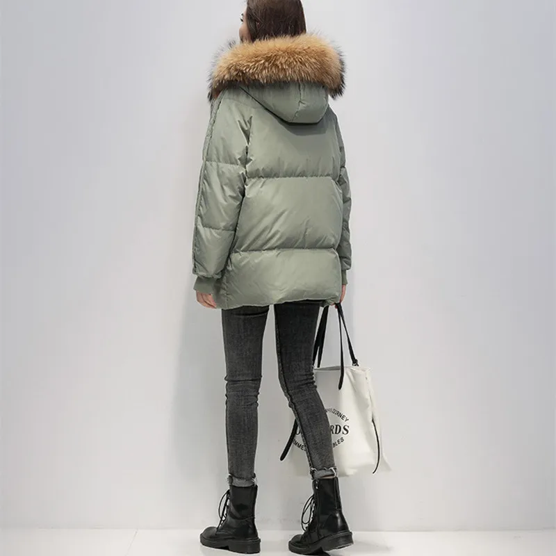 Fashion Warm Thicken Loose Down Jacket Women Winter Short Jacket Hooded Fur Collar Cotton Coat Korean Female Parkas Basic Tops