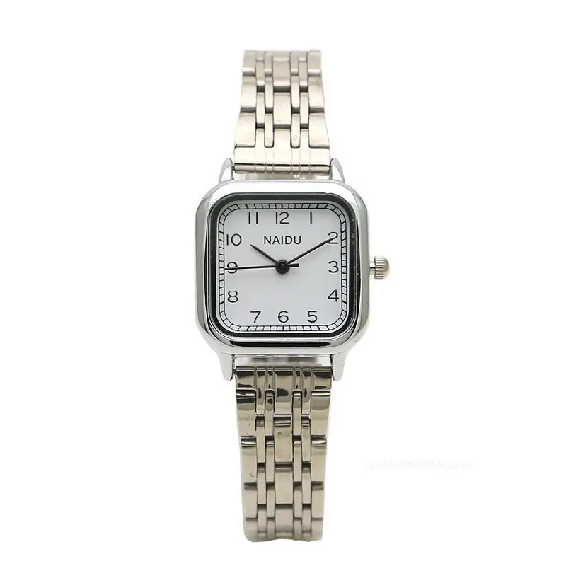 Reloj cuadrado de acero inoxidable para mujer, pulsera elegante de plata informal, regalo de tendencia de moda, venta al por mayor