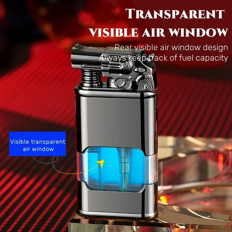 2024 Hot Selling Windproof  Gas Lighters Creative Butane Blue Flame Igniter BBQ Cigar Camping Outdoor Windproof Portable Lighter