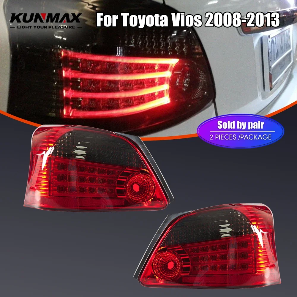 Pair Of LED Tail Lights For Toyota Vios 2008-2013 DRL Reverse Brake Turning Signal Plug And Play Car Rear Tail Light Assembly
