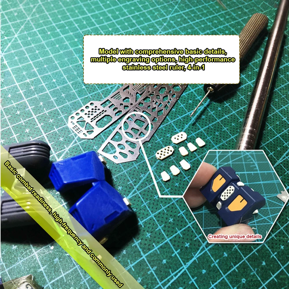 4 In 1 Scribing Template Stencils Set for Planes/Model/Tank/Aircraft Photo-Etch Tool Circle Stencil Craft Model Making Tool