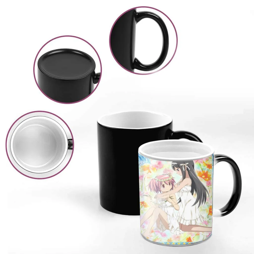 Puella Magi Madoka Magica Tea Coffee Mugs  Thermal Color-changing Cups 11OZ Ceramic Milk Cup Birthday gift