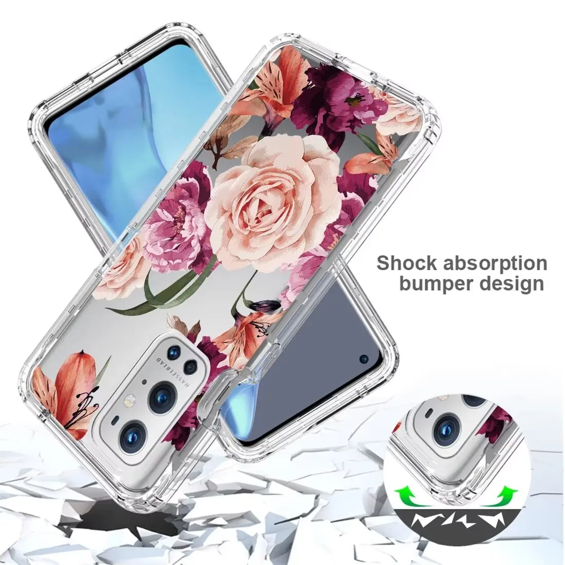 Picture 5: Crystal Clear 2 in 1 Shockproof Transparent Cases Hard Bumper Soft TPU Protective Cover for Oneplus 9 Pro Case ,1+9 Pro
