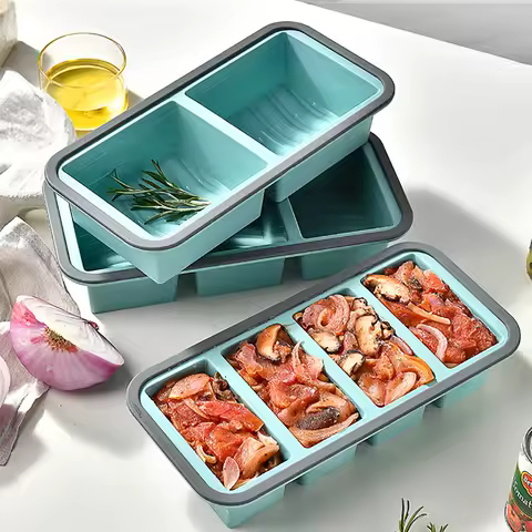 2/3/4 grid lunch box separated silicone lunch box food freezer picnic storage box microwave tableware food fruit box.