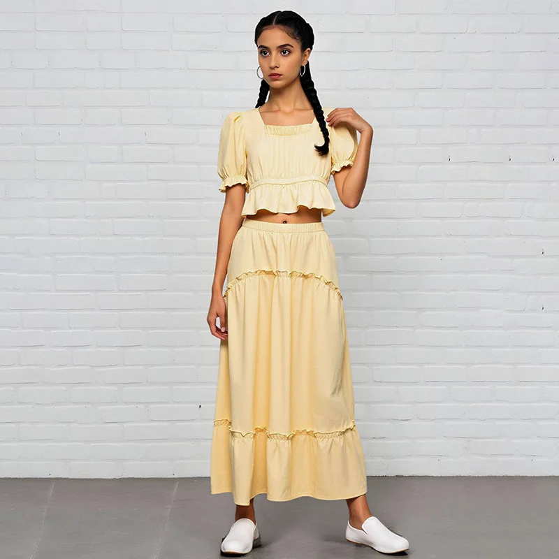 

Комплекты одежды для девочек: летние новинки 2026 года, модные комплекты из двух предметов (топ + длинная юбка), размеры для детей 8, 9, 10, 11, 12 лет