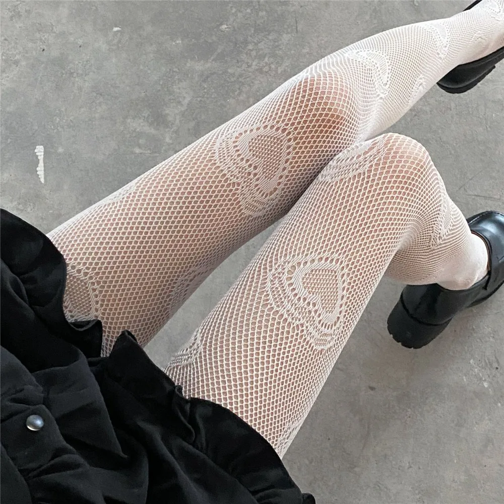 Fashion Dorm Tights Love Print Stockings Punk Style Grace Mesh Fishing Net Stockings Ladies Sexy Pantyhose