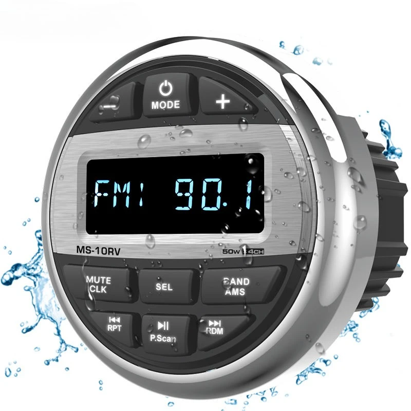 

Boat Radio Media Player Marine Stereo MP3 Waterproof Bluetooth Audio Radio FM AM Receiver Fit for Harvesters ATV UTV SPA RZR