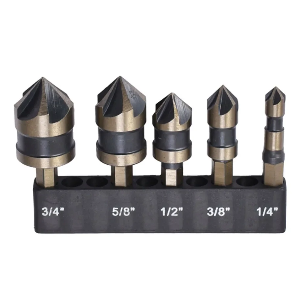 Countersink Drill Bit Set 5 Flute Metal Drill Bit For Drilling Five-blade Design Medium Hardness Stainless Steel