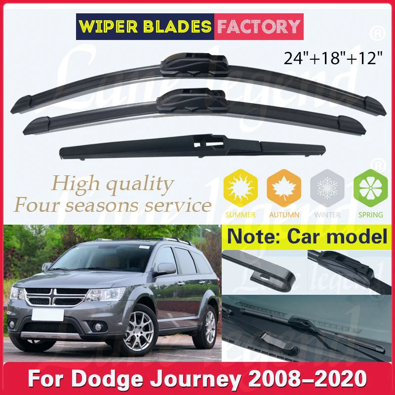 

Car Wiper For Dodge Journey 2008 - 2020 Front Rear Wiper Blades Windshield Windscreen Clean Window 24"+18"+12" Car Accessories