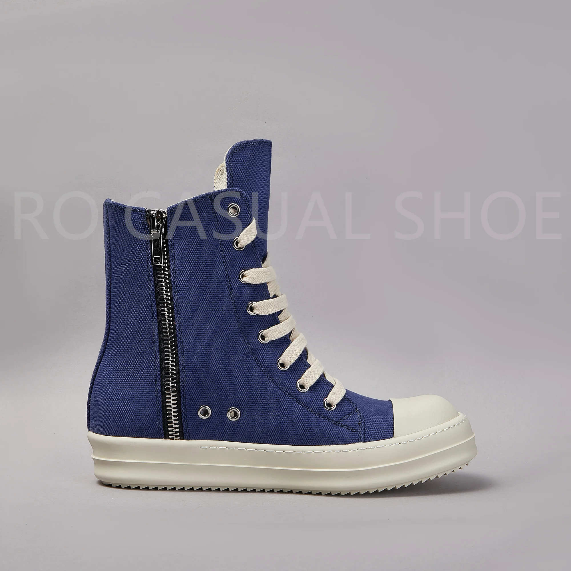 Ricks Outdoor Luxury Navy Canvas High Top Quality Owens Men Shoe Lace Up Women Sneaker Casual Owens Design boots & Shoes