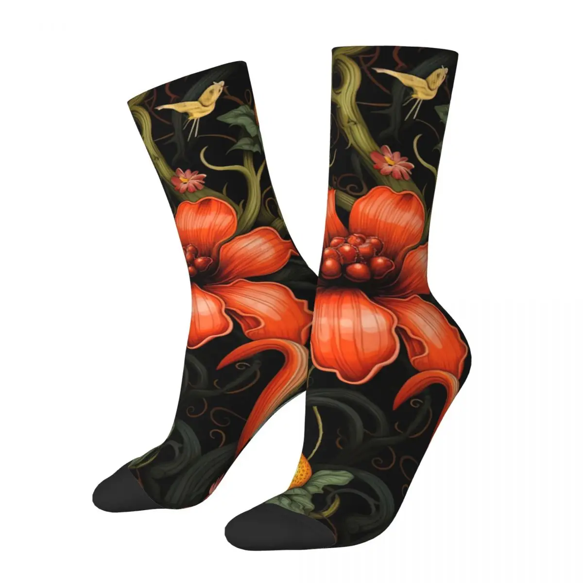 

Colorful Flowers with Oranges and Butterflies Funny Socks for Women Men Novelty Street Style Crazy Spring Summer Socks Gifts